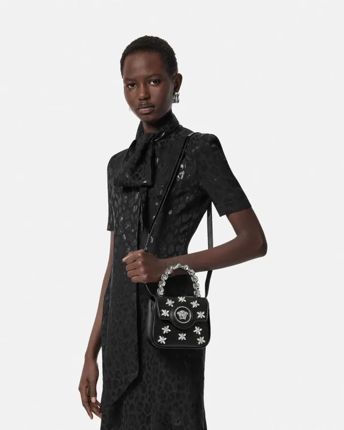 Crystal La Medusa Mini Bag Blacksilver Women Versace Top Handle