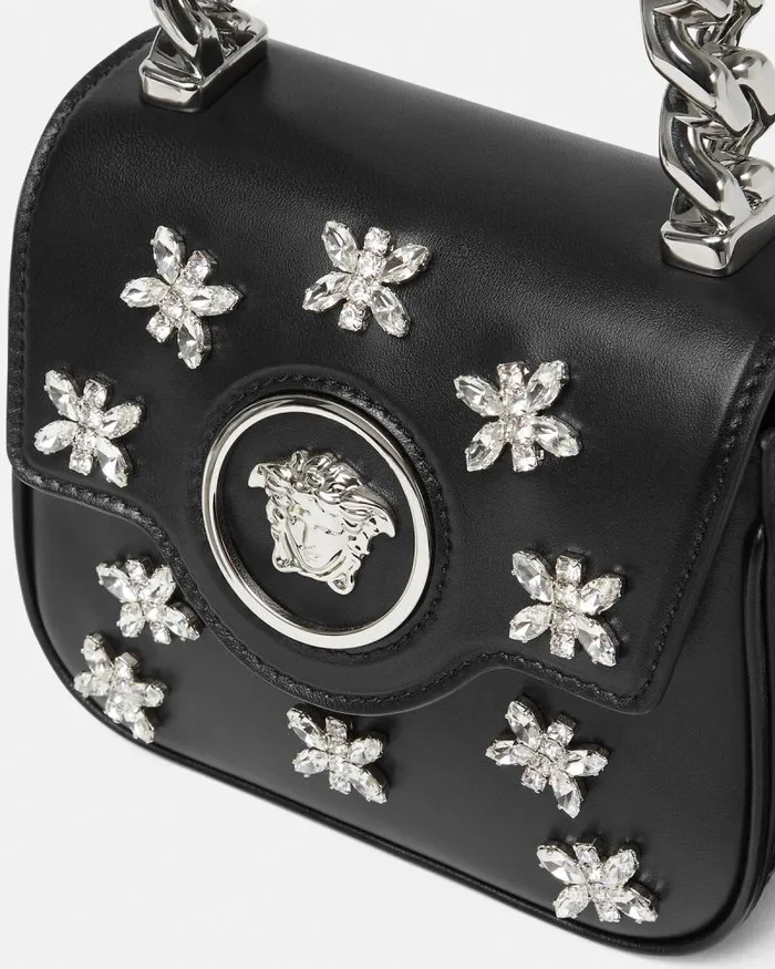 Crystal La Medusa Mini Bag Blacksilver Women Versace Top Handle
