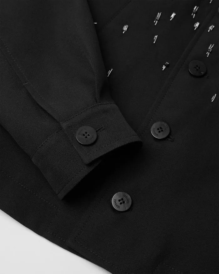 Crystal Light Wool Blouson Jacket Black Men Versace Jackets and Coats
