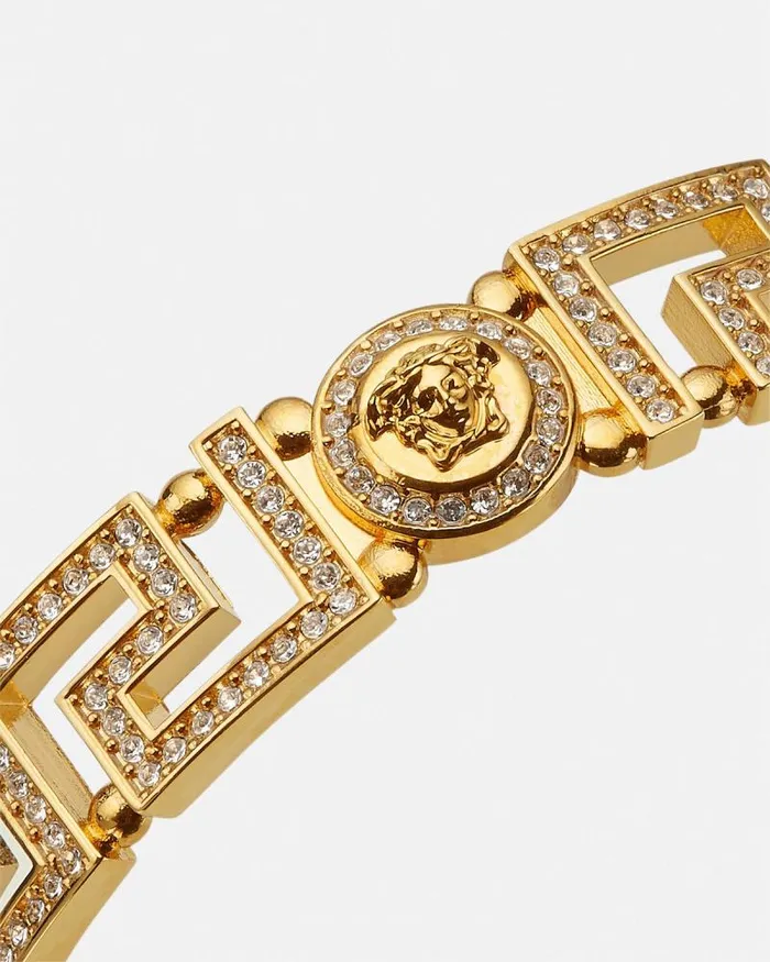 Crystal Medusa Greca Cuff Bracelet Gold WomenMen Versace Bracelets