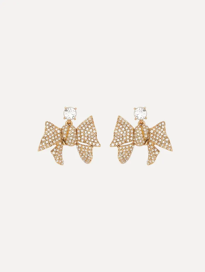 Crystal Pav Bow Earrings Crystal Women Oscar De La Renta Earrings