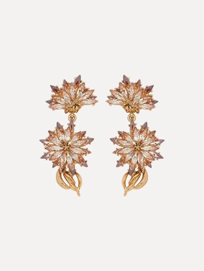 Dandelion Drop ClipOn Earrings Rose Women Oscar De La Renta Earrings