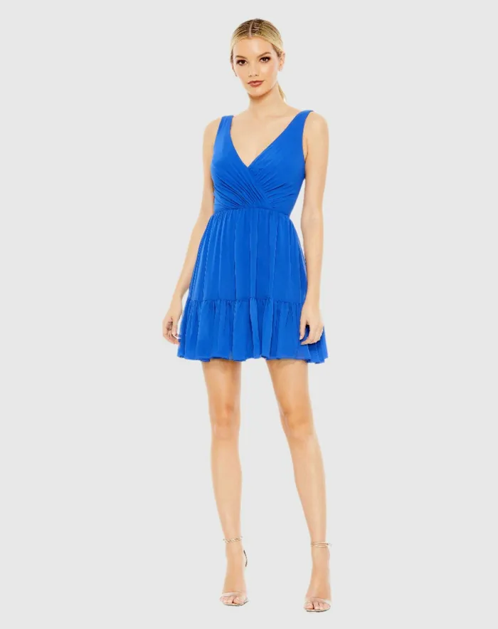 Daytime Dresses Women Mac Duggal Tiered Ruffle Fit and Flare Mini Dress Royal Blue Daytime Dresses Women Mac Duggal Tiered Ruffle Fit and Flare Mini Dress Royal Blue