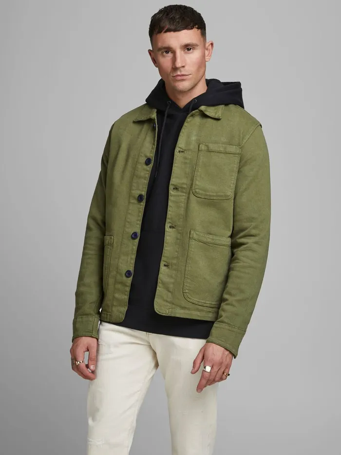 Denim Jackets JACK and JONES Mens LUCAS AKM DENIM JACKET Green Olive Night