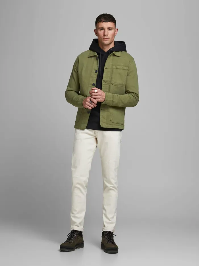 Denim Jackets JACK and JONES Mens LUCAS AKM DENIM JACKET Green Olive Night