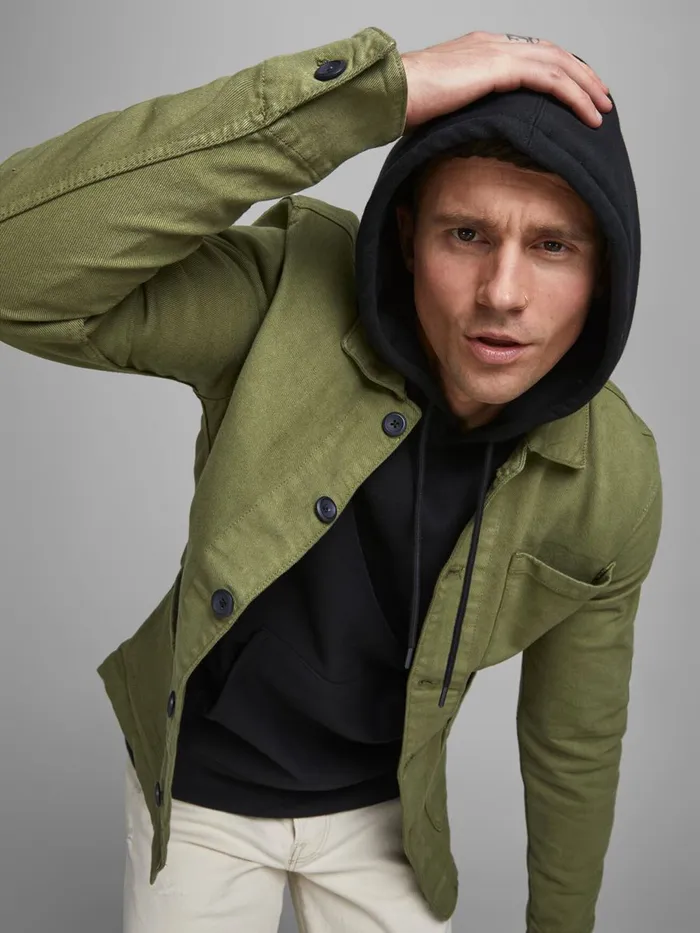 Denim Jackets JACK and JONES Mens LUCAS AKM DENIM JACKET Green Olive Night