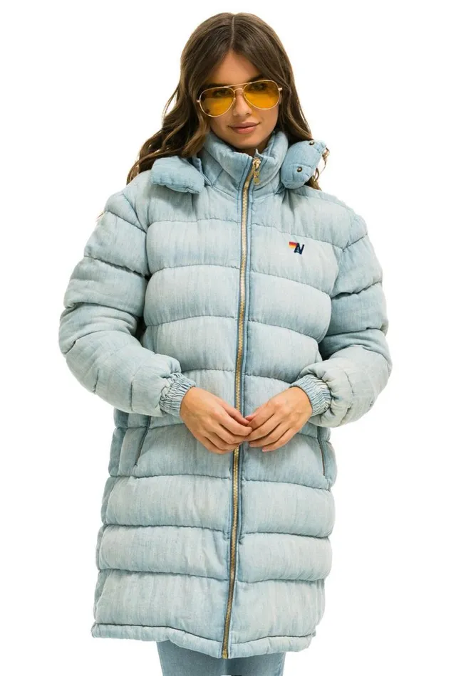 Denim Puffer Long Trekker Jacket 8211 Super Light WomenMen Aviator Nation Denim Denim Puffer Long Trekker Jacket 8211 Super Light WomenMen Aviator Nation Denim