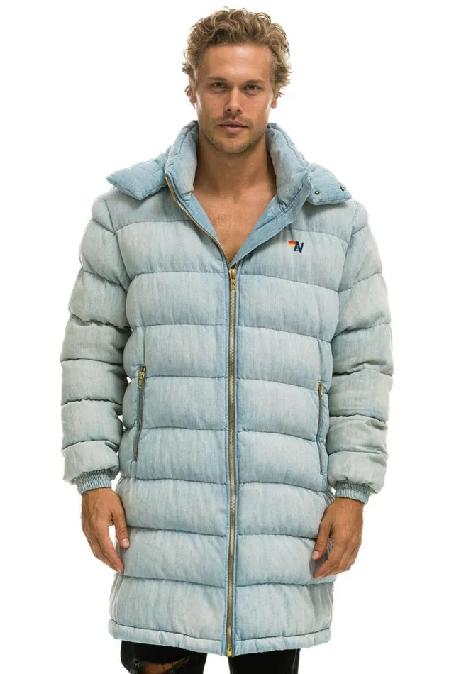 Denim Puffer Long Trekker Jacket 8211 Super Light WomenMen Aviator Nation Denim