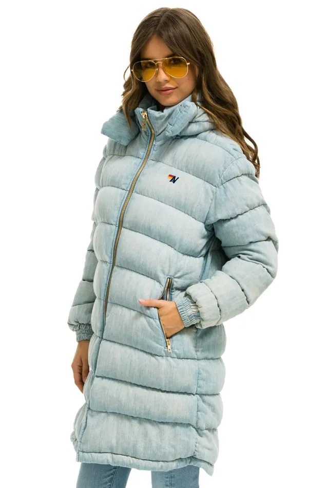 Denim Puffer Long Trekker Jacket 8211 Super Light WomenMen Aviator Nation Denim