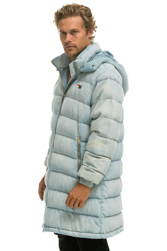 Denim Puffer Long Trekker Jacket 8211 Super Light WomenMen Aviator Nation Denim
