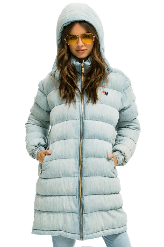 Denim Puffer Long Trekker Jacket 8211 Super Light WomenMen Aviator Nation Denim
