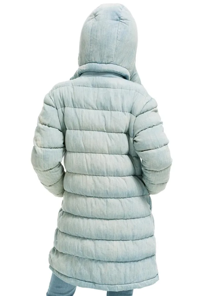 Denim Puffer Long Trekker Jacket 8211 Super Light WomenMen Aviator Nation Denim