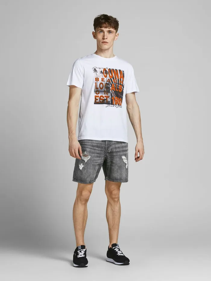 Denim Shorts JACK and JONES Mens CHRIS ORIGINAL AM 243 DENIM SHORTS Grey Black Denim Gift Ideas