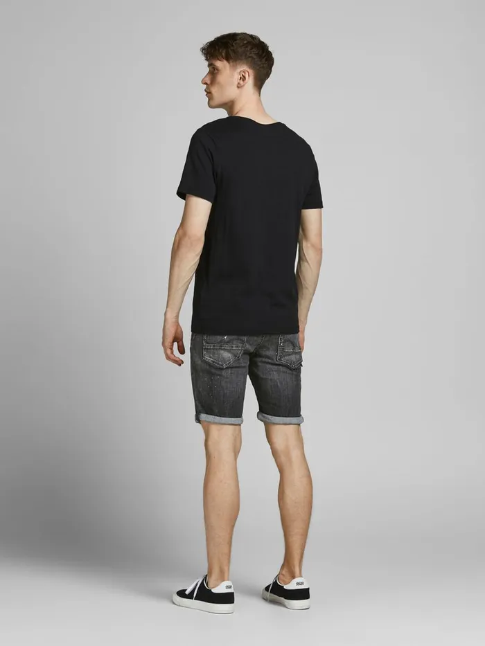 Denim Shorts JACK and JONES Mens RICK FOX DENIM SHORTS Grey Black Denim Popular