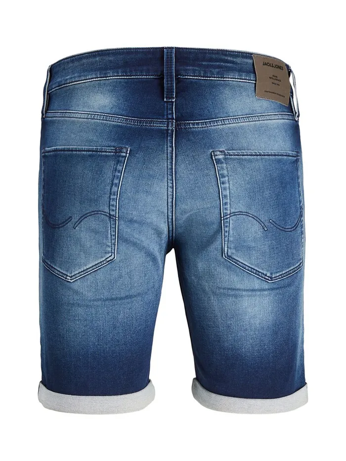 Denim Shorts JACK and JONES Mens RICK ICON GE 007 INDIGO KNIT DENIM SHORTS Blue Blue Denim Popular