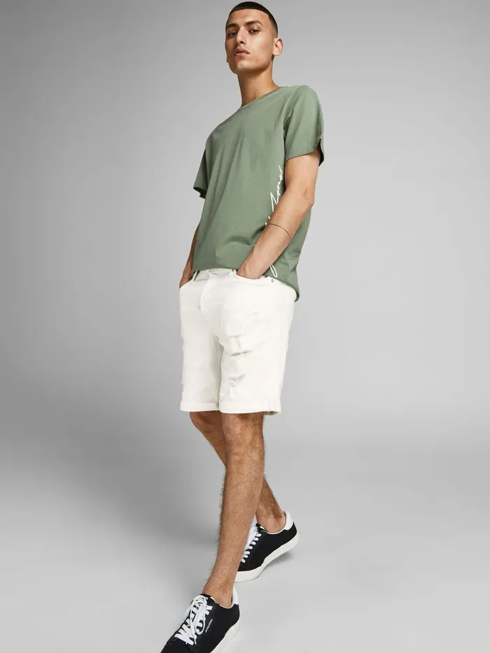 Denim Shorts JACK and JONES Mens RICK ORIGINAL AGI 199 50SPS DENIM SHORTS White White Denim Online