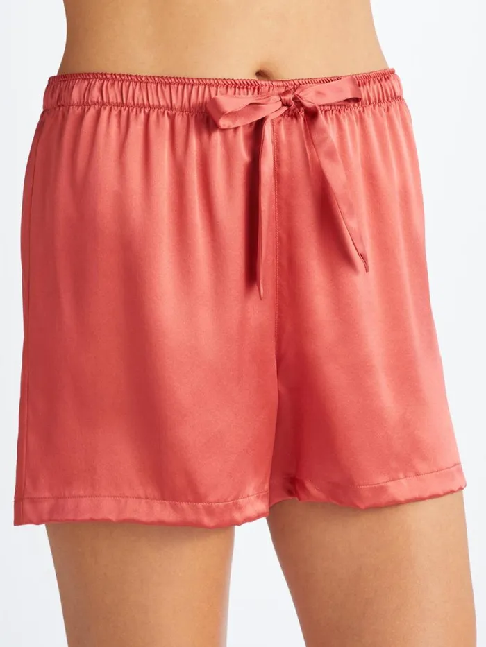 Derek Rose Cami Pajama Sets Women Short Cami Pajamas Bailey Silk Satin Rose Red