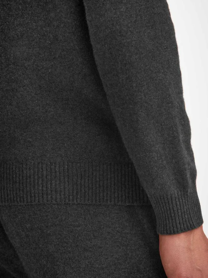 Derek Rose Cashmere Sweaters Men HalfZip Sweater Finley Cashmere Charcoal