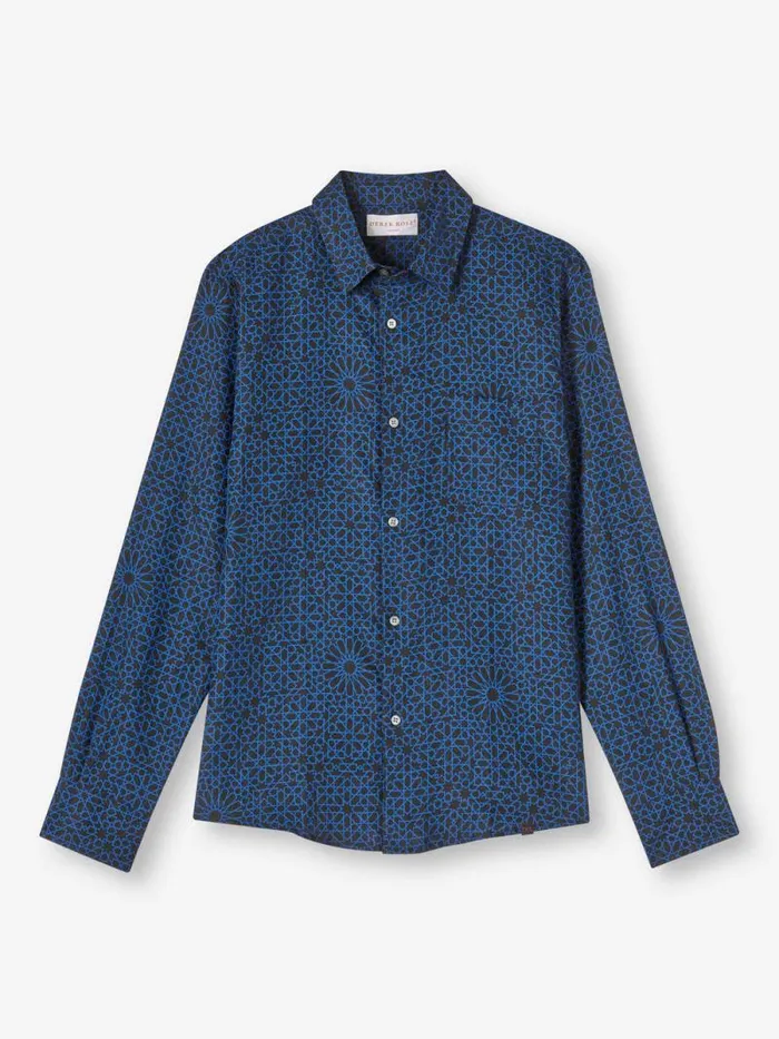 Derek Rose Casual Shirts Men Shirt Milan 23 Linen Navy