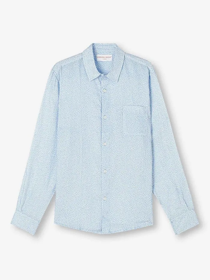 Derek Rose Casual Shirts Men Shirt Milan 24 Linen Blue