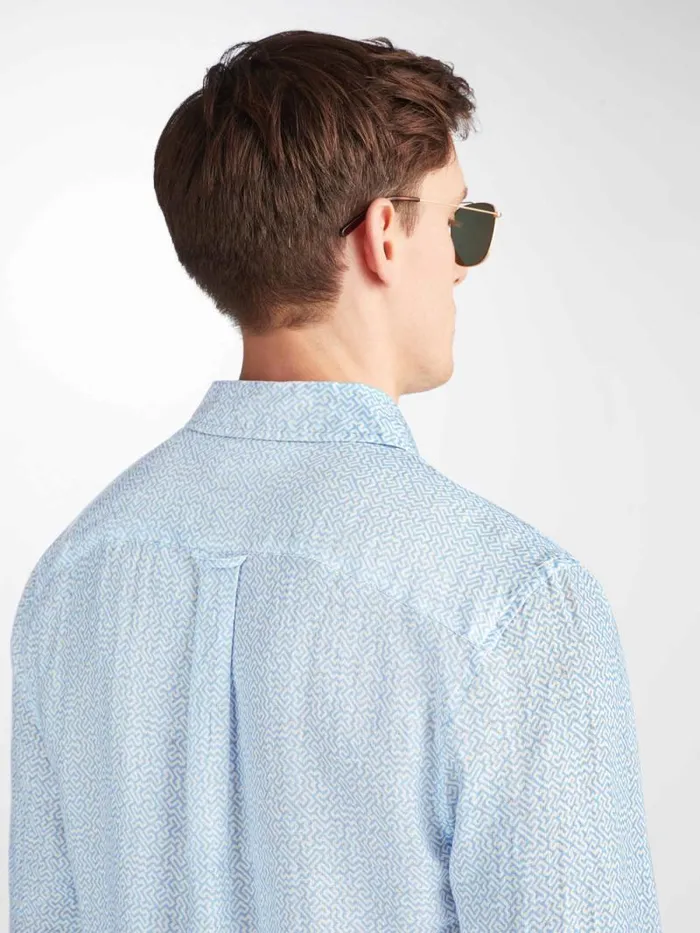 Derek Rose Casual Shirts Men Shirt Milan 24 Linen Blue