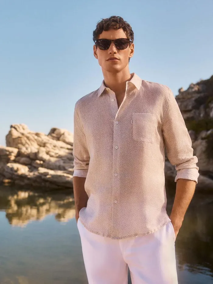Derek Rose Casual Shirts Men Shirt Milan 24 Linen Sand