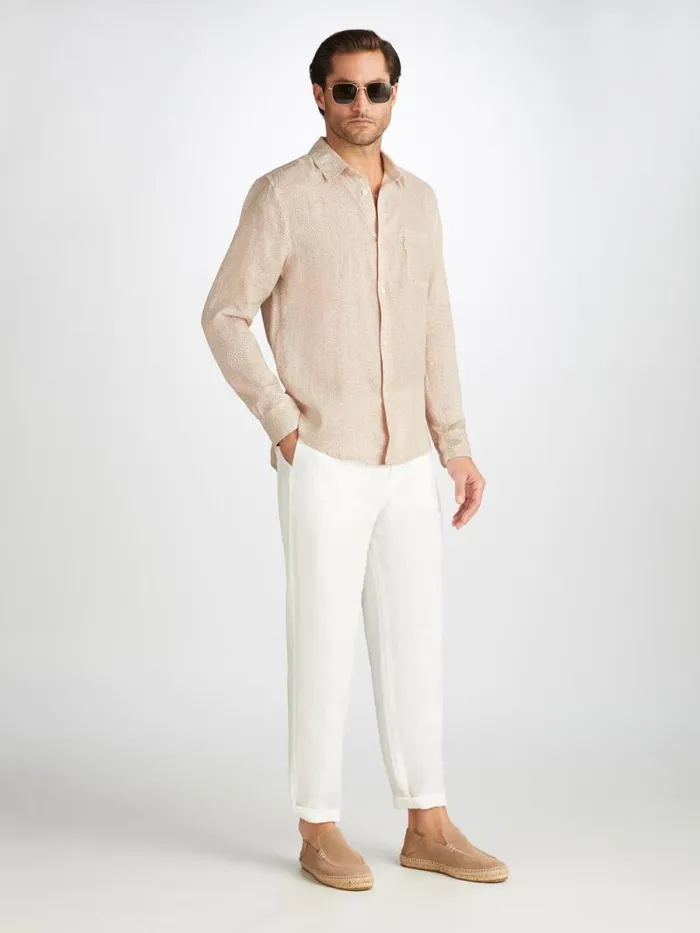 Derek Rose Casual Shirts Men Shirt Milan 24 Linen Sand