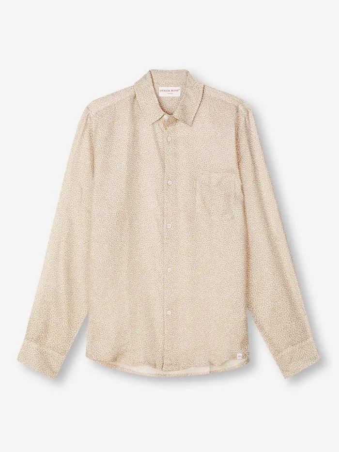 Derek Rose Casual Shirts Men Shirt Milan 24 Linen Sand