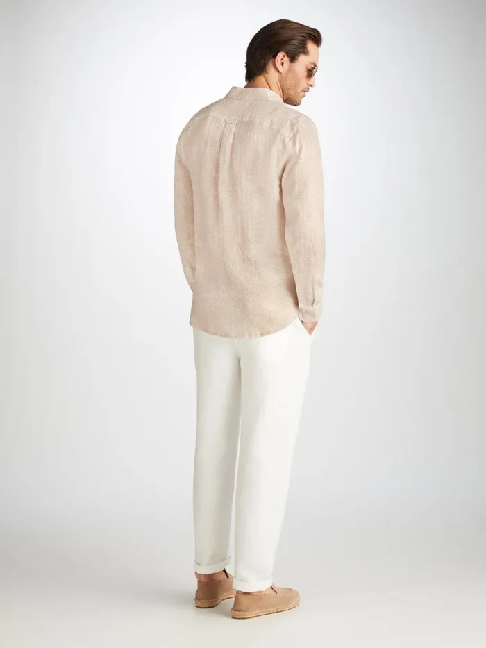 Derek Rose Casual Shirts Men Shirt Milan 24 Linen Sand