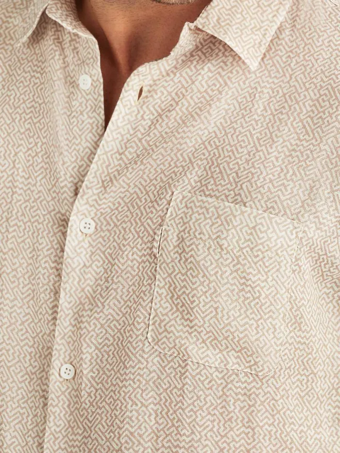 Derek Rose Casual Shirts Men Shirt Milan 24 Linen Sand