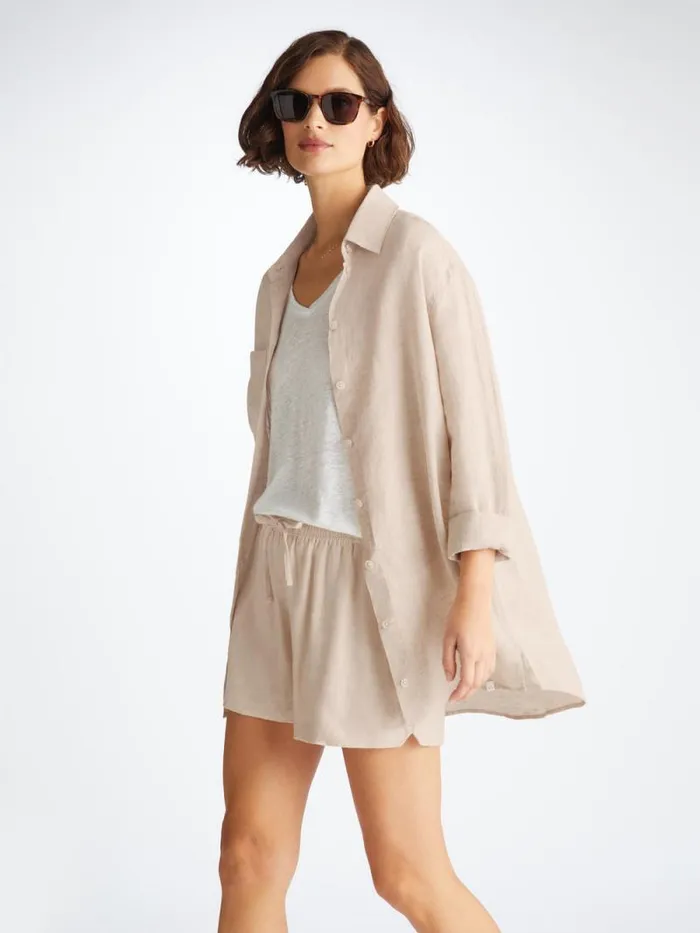Derek Rose Casual Shirts Women Shirt Sicily Linen Sand