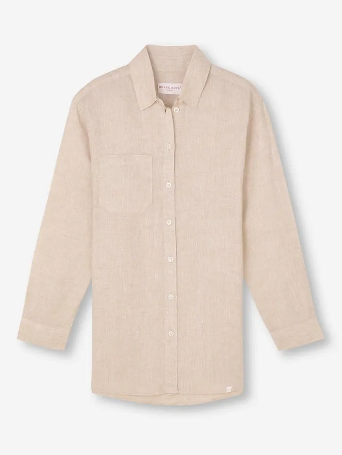 Derek Rose Casual Shirts Women Shirt Sicily Linen Sand