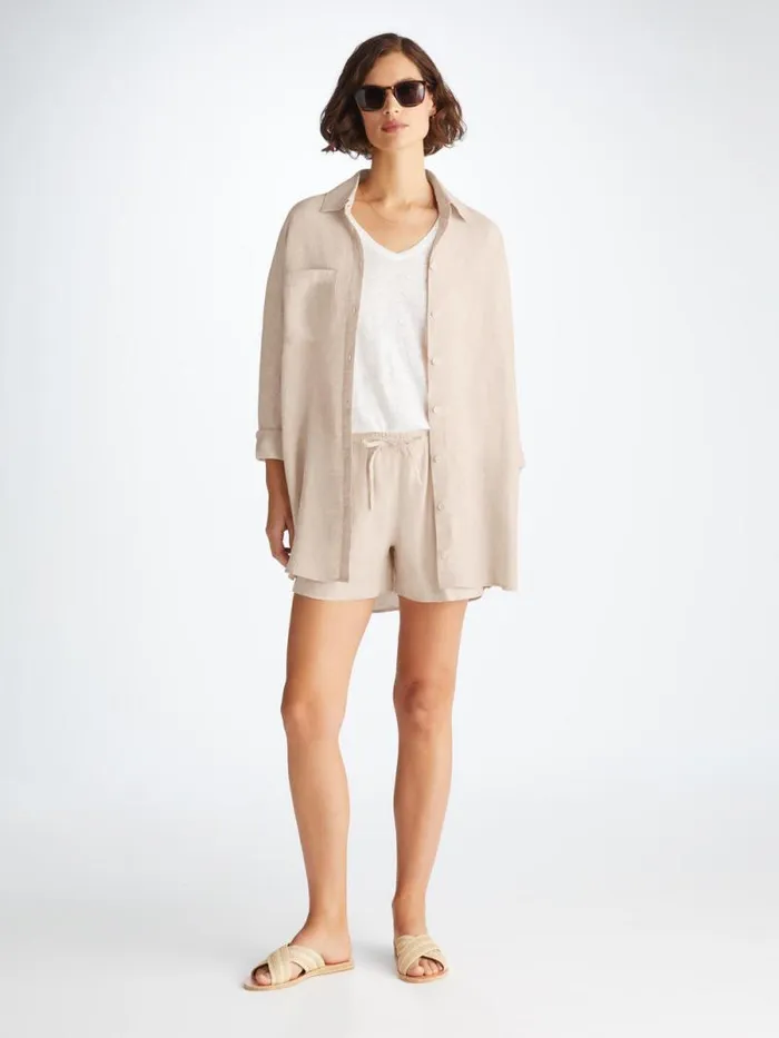 Derek Rose Casual Shirts Women Shirt Sicily Linen Sand