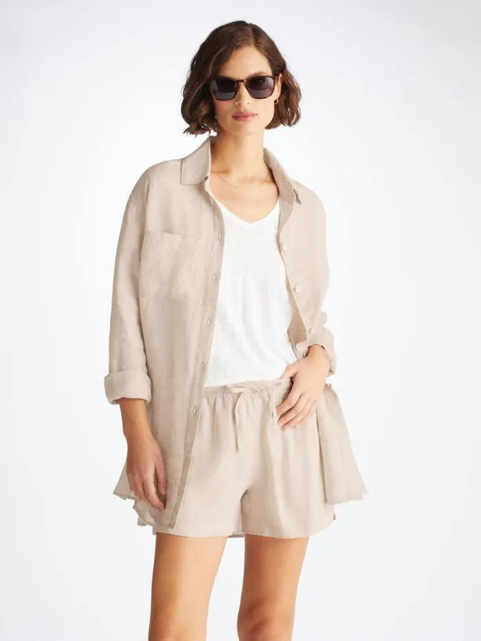 Derek Rose Casual Shirts Women Shirt Sicily Linen Sand