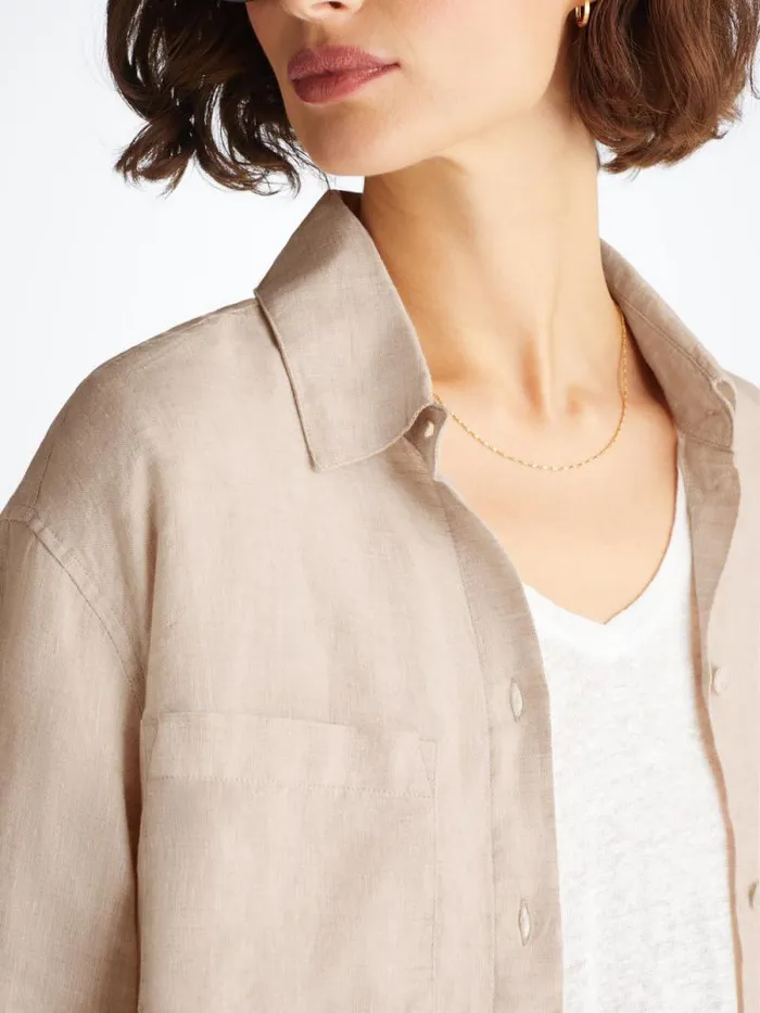 Derek Rose Casual Shirts Women Shirt Sicily Linen Sand