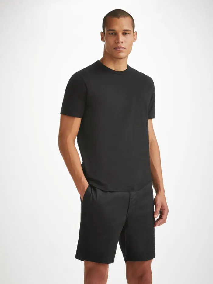 Derek Rose Casual Shorts Men Shorts Harris Lyocell Cotton Black