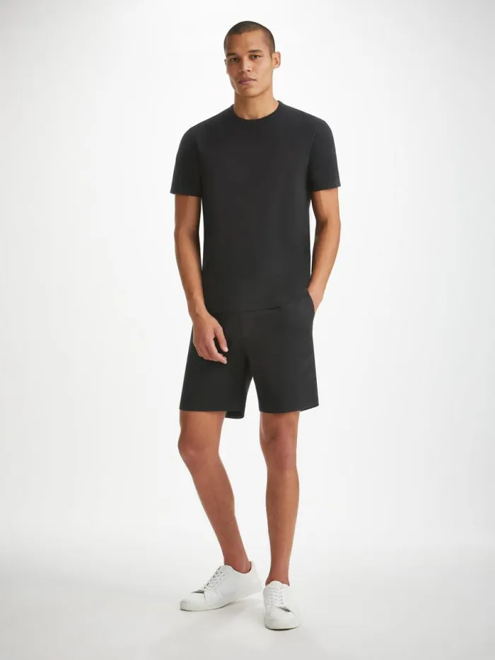 Derek Rose Casual Shorts Men Shorts Harris Lyocell Cotton Black