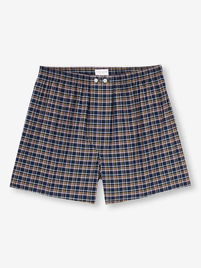 Derek Rose Classic Fit Boxer Shorts Men Classic Fit Boxers Barker 37 Cotton Navy