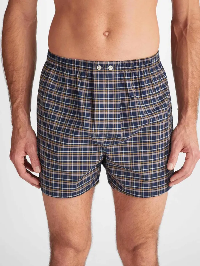 Derek Rose Classic Fit Boxer Shorts Men Classic Fit Boxers Barker 37 Cotton Navy