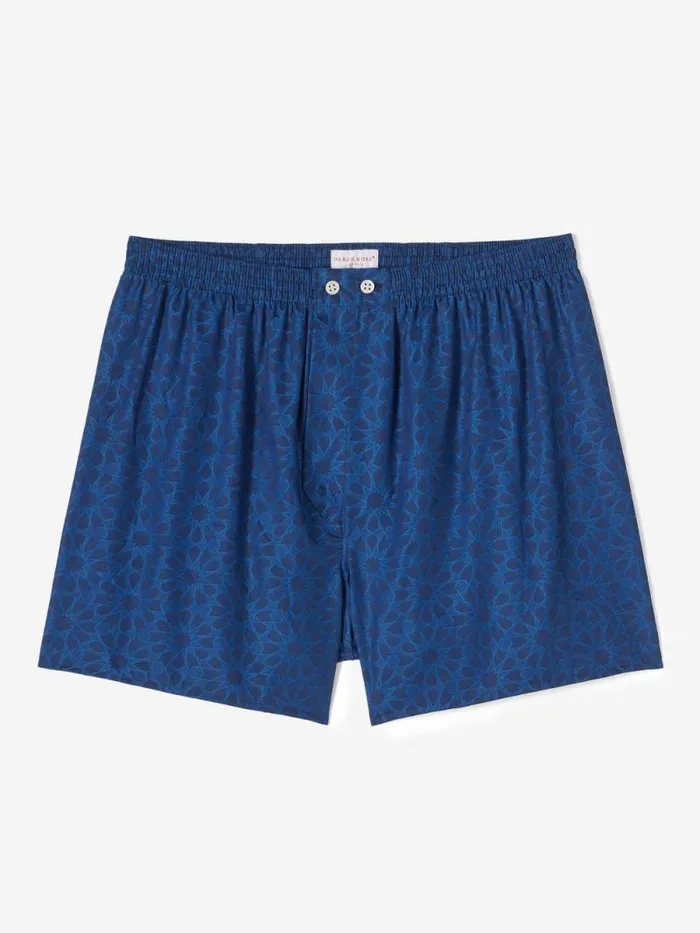 Derek Rose Classic Fit Boxer Shorts Men Classic Fit Boxers Paris 26 Cotton Jacquard Navy