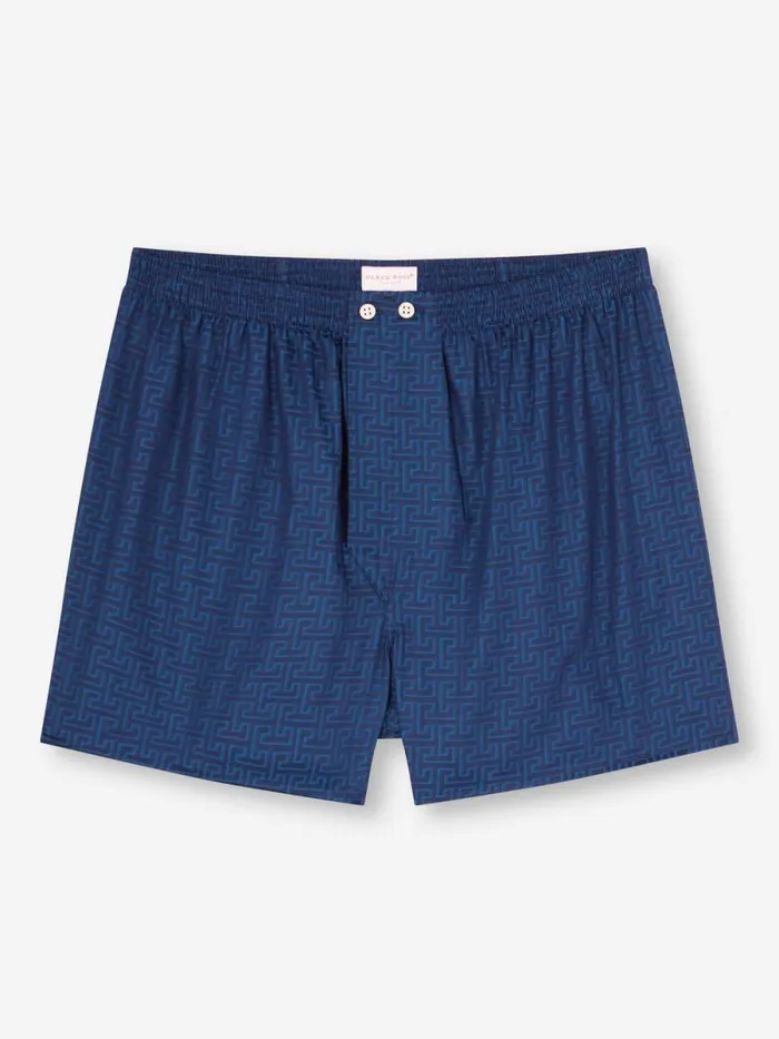 Derek Rose Classic Fit Boxer Shorts Men Classic Fit Boxers Paris 27 Cotton Jacquard Navy