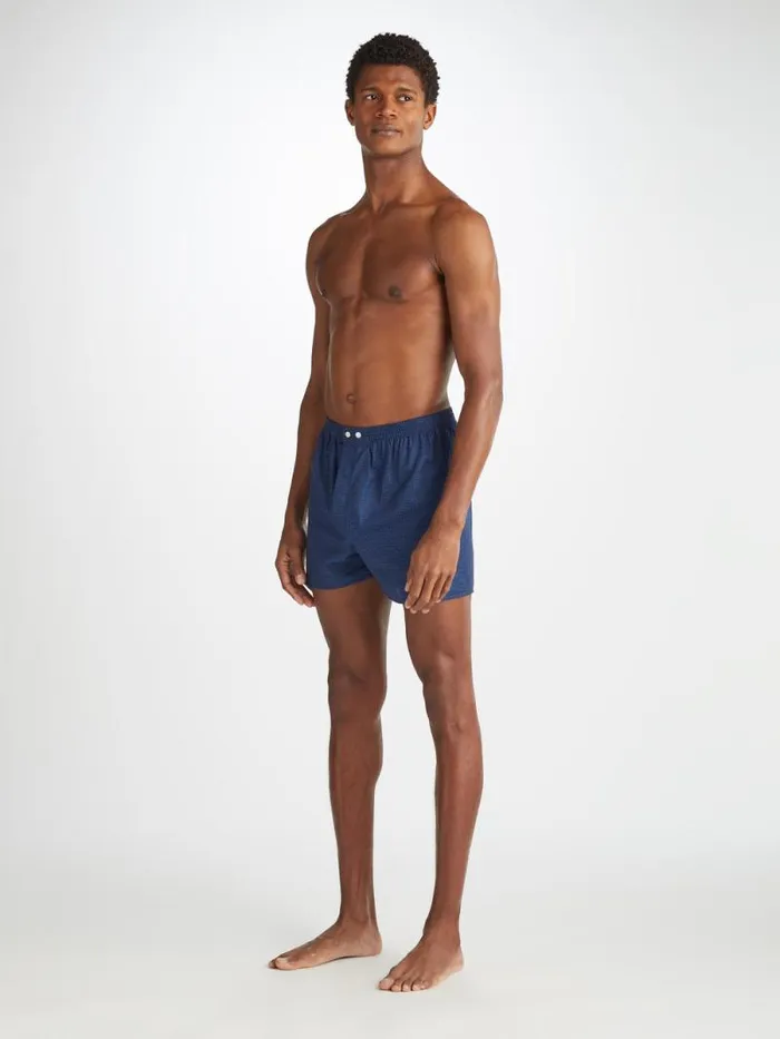 Derek Rose Classic Fit Boxer Shorts Men Classic Fit Boxers Paris 27 Cotton Jacquard Navy
