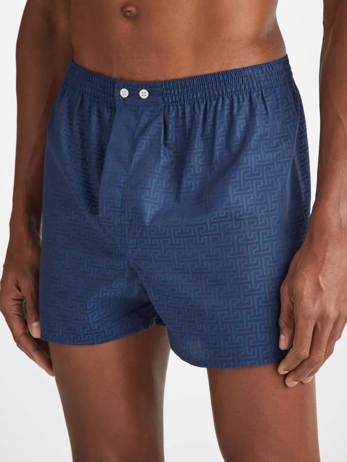 Derek Rose Classic Fit Boxer Shorts Men Classic Fit Boxers Paris 27 Cotton Jacquard Navy