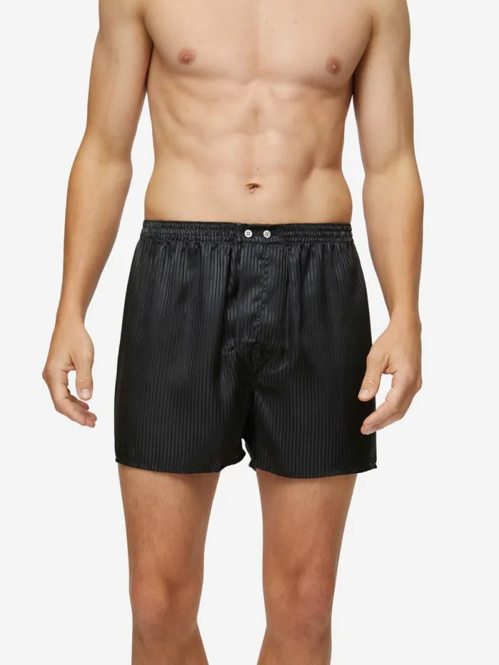 Derek Rose Classic Fit Boxer Shorts Men Classic Fit Boxers Woburn Silk Satin Black Derek Rose Classic Fit Boxer Shorts Men Classic Fit Boxers Woburn Silk Satin Black