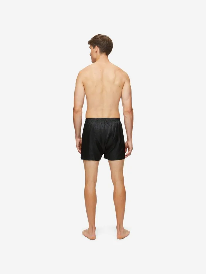 Derek Rose Classic Fit Boxer Shorts Men Classic Fit Boxers Woburn Silk Satin Black