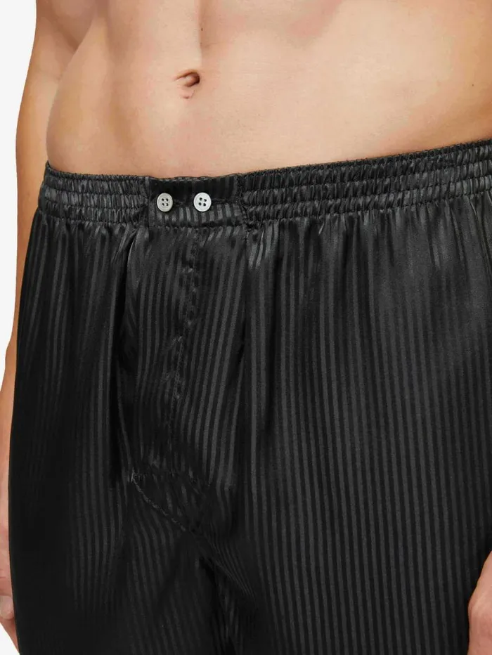 Derek Rose Classic Fit Boxer Shorts Men Classic Fit Boxers Woburn Silk Satin Black