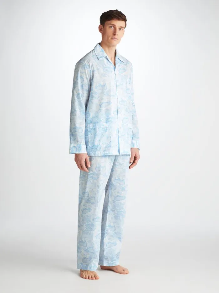 Derek Rose Cotton Pajamas Men Classic Fit Pajamas Ledbury 77 Cotton Batiste White