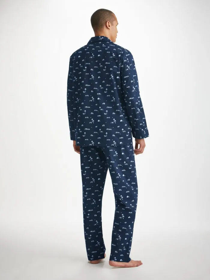 Derek Rose Cotton Pajamas Men Classic Fit Pajamas Nelson 99 Cotton Batiste Navy