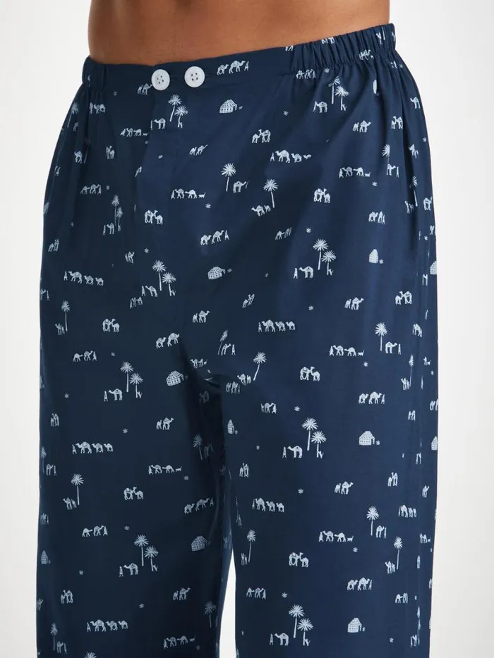 Derek Rose Cotton Pajamas Men Classic Fit Pajamas Nelson 99 Cotton Batiste Navy