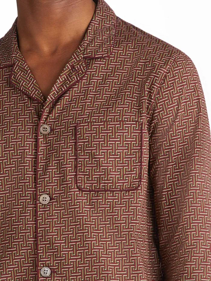 Derek Rose Cotton Pajamas Men Modern Fit Pajamas Ledbury 72 Cotton Batiste Burgundy